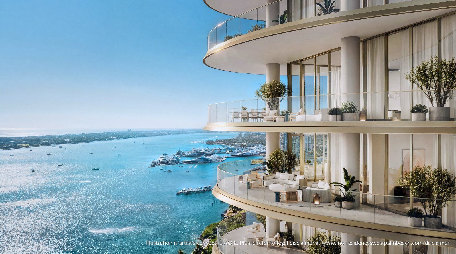 Stacked balconies over the Intracoastal