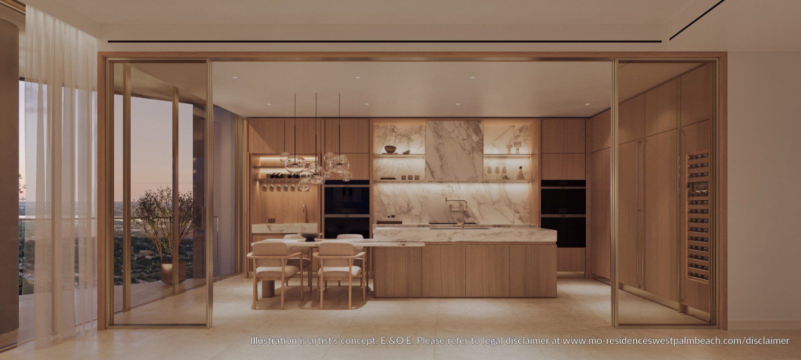 Kitchen through the terrace doors