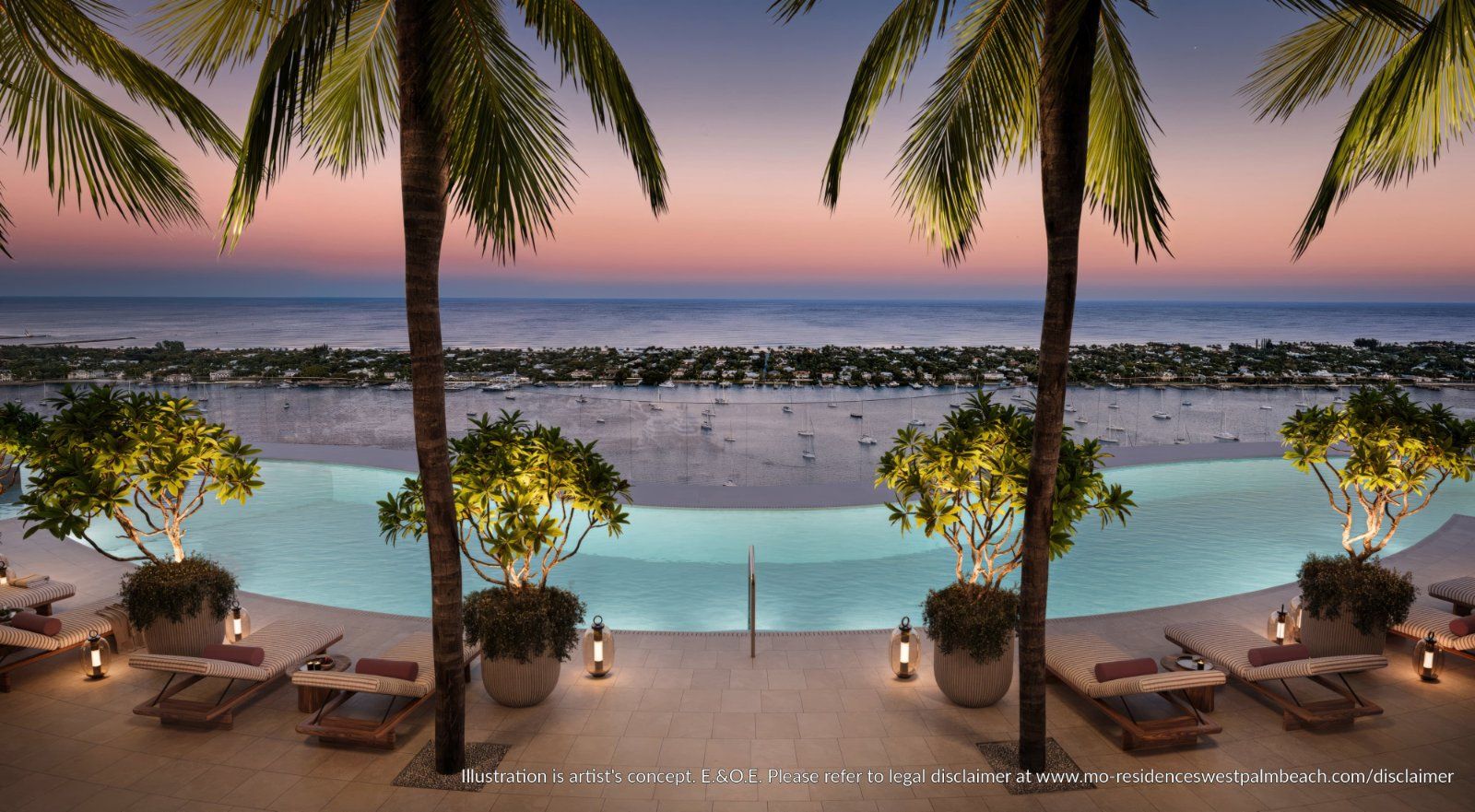 Rooftop pool in the evening
