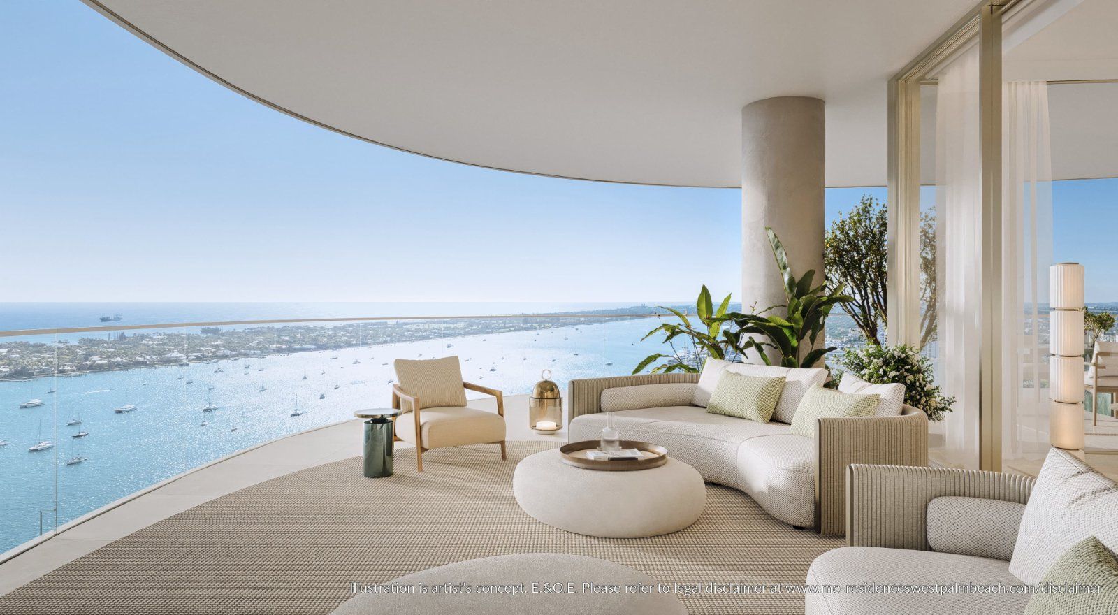 Curved terrace over the water